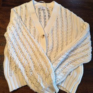 Off white, open-weave cardigan sweater, brand John+Jenn, size Small